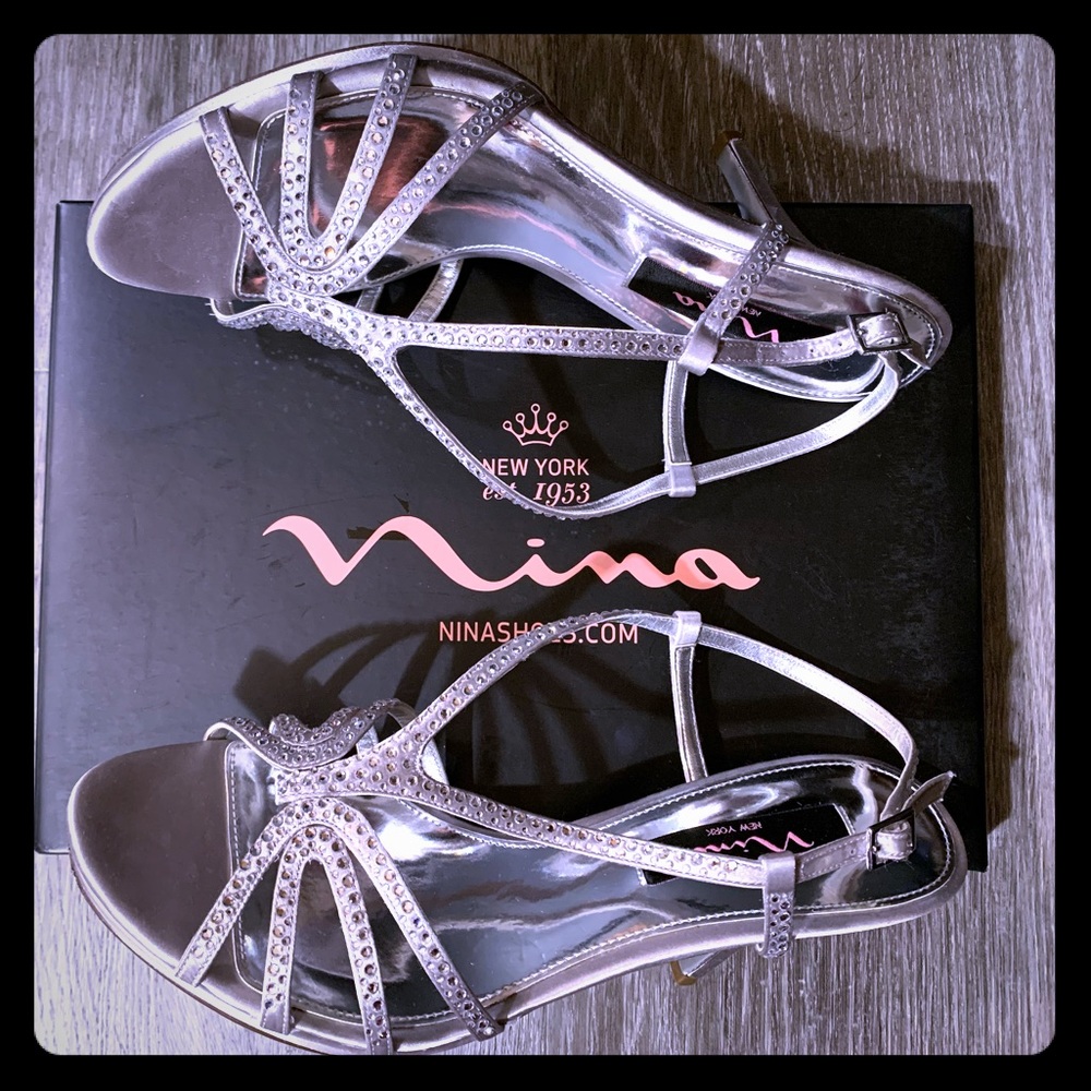 Silver Satin Nina Women’s Bobbie JS Dress Sandals